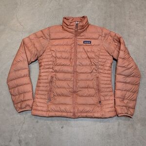 Patagonia Downy Sweater Ful Zip Women's S Coral/Light Orange Flaws